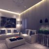 Освещение в гостиной комнате - образец подсветки потолка