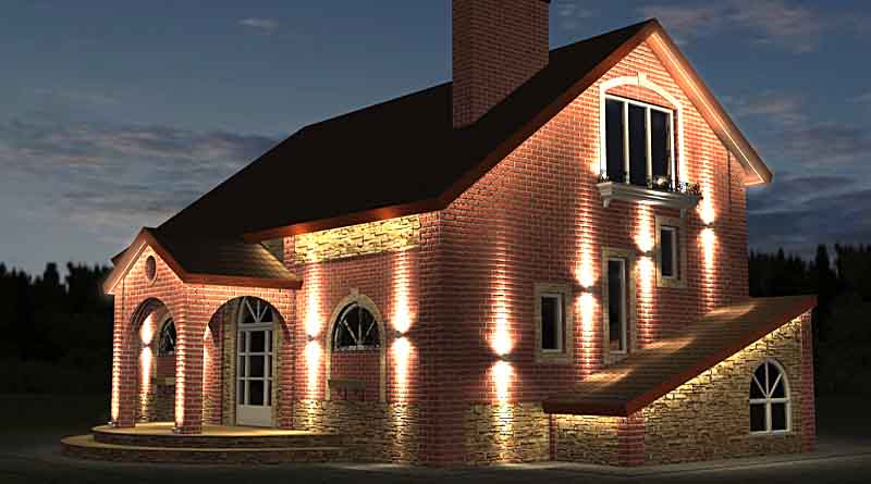 архитектурное освещение фасада дома